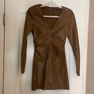 Brown Zara leather dress